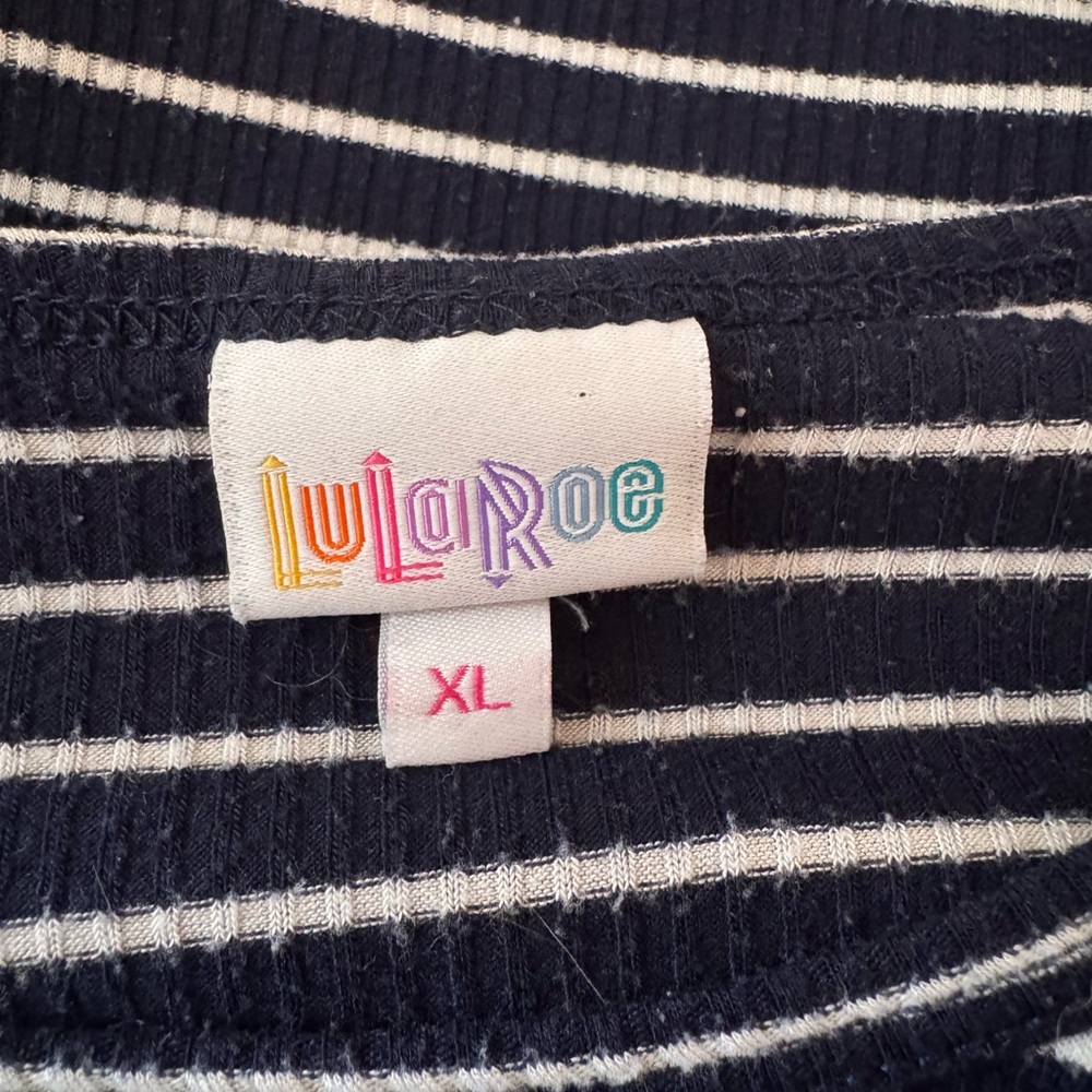LuLaRoe Navy and White Striped Top - Picture 3 of 5
